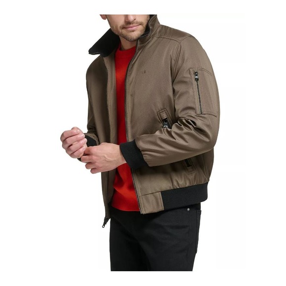 Calvin Klein Mens Classic Zip-Front Ripstop Bomber Jacket Tech XL Dark Tan - Picture 2 of 15